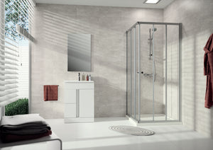 Alpha 2 partially framed Sliding door, 3-section corner entry (1/2) A212