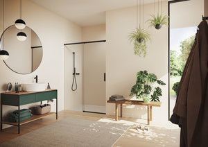 Vita pure frameless Sliding door, 1-panel with fixed segment in recess VA01